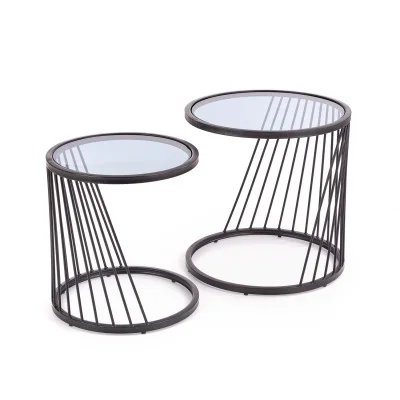 COFFEE TABLES ANTILLA, SET OF 2 PCS. BLACK / GRAY