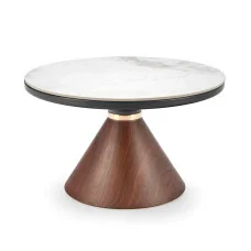 GENESIS COFFEE TABLE, WHITE MARBLE / WALNUT / GOLD