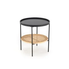 KAMPA COFFEE TABLE, BLACK / NATURAL RATTAN