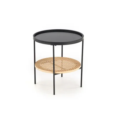 KAMPA COFFEE TABLE, BLACK / NATURAL RATTAN