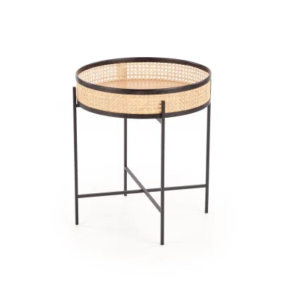 LANIPA COFFEE TABLE, BLACK / NATURAL RATTAN