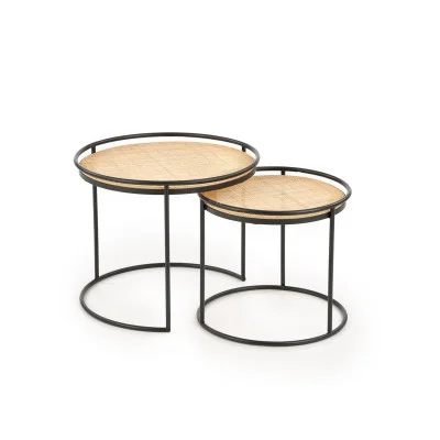 MANADO COFFEE TABLES, SET OF 2 PCS. BLACK / NATURAL