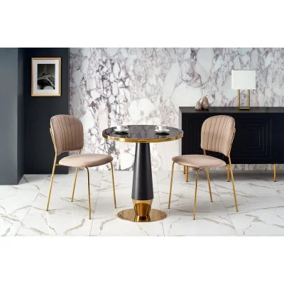 ROUND TABLE MOLINA, BLACK MARMUR / BLACK / GOLD