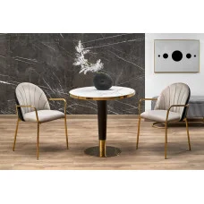 MORATA ROUND TABLE, WHITE MARBLE / BLACK / GOLD