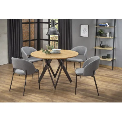 ROUND TABLE MOZAMBIK, TOP - GOLDEN OAK, LEGS - BLACK