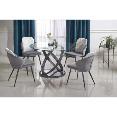 ROUND TABLE OPTICO, TABLE TOP - TRANSPARENT, LEGS - BLACK