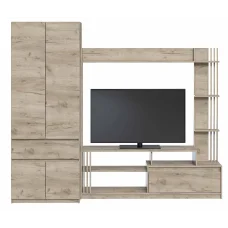 Bright TV wall, slide into the living room 2500 x 520 x 2000 mm, Oak craft grey