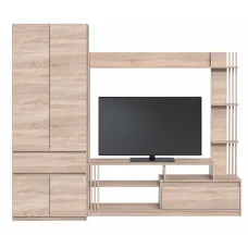 Bright TV wall, slide into the living room 2500 x 520 x 2000 mm, Oak sonoma