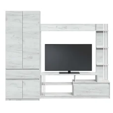 Bright TV wall, slide into the living room 2500 x 520 x 2000 mm, Oak craft white