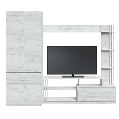 Bright TV wall, slide into the living room 2500 x 520 x 2000 mm, Oak craft white