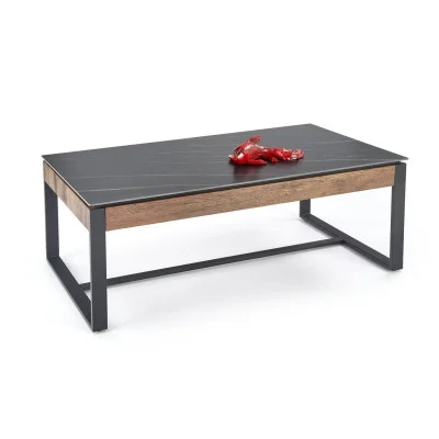 RAMONA COFFEE TABLE, BLACK MARBLE / WALNUT