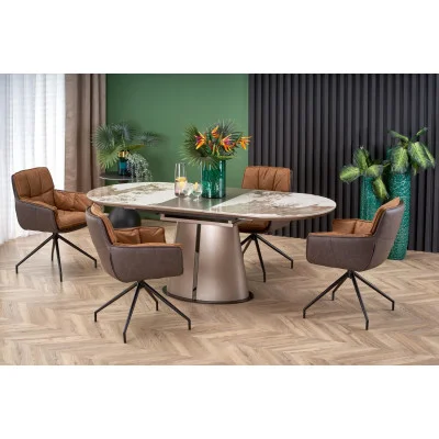 SLIDING TABLE ROBINSON, BEIGE MARMUR / CAPPUCCINO / BLACK