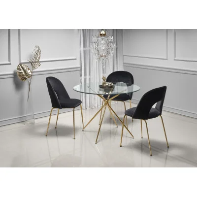 ROUND TABLE RONDO, TOP - TRANSPARENT, LEGS - GOLD