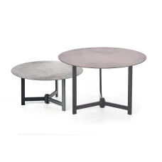 TWINS COFFEE TABLES, SET OF 2 PCS. GRAPHITE / BROWN / BLACK