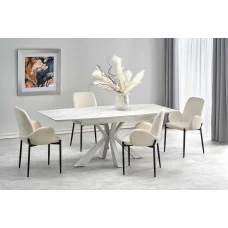 VIVALDI SLIDING TABLE, TABLE TOP - WHITE MARMUR, LEGS - WHITE