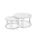 COFFEE TABLES MERCURY 2, SET OF 2 PCS. FRAME - SILVER, GLASS - WHITE MARBLE order