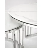 COFFEE TABLES MERCURY 2, SET OF 2 PCS. FRAME - SILVER, GLASS - WHITE MARBLE order