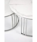 COFFEE TABLES MERCURY 2, SET OF 2 PCS. FRAME - SILVER, GLASS - WHITE MARBLE order