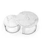 COFFEE TABLES MERCURY 2, SET OF 2 PCS. FRAME - SILVER, GLASS - WHITE MARBLE order