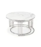 COFFEE TABLES MERCURY 2, SET OF 2 PCS. FRAME - SILVER, GLASS - WHITE MARBLE order