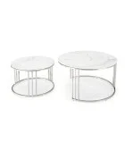 COFFEE TABLES MERCURY 2, SET OF 2 PCS. FRAME - SILVER, GLASS - WHITE MARBLE order