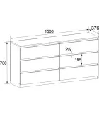 Chest of drawers 1500x376x730 mm Bright MDF white gloss order