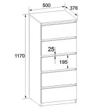 Chest of drawers 500х376х1170 mm Bright MDF white gloss order