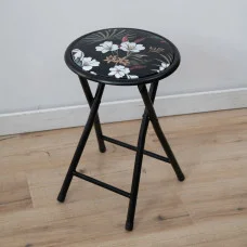 Folding stool Flower Black