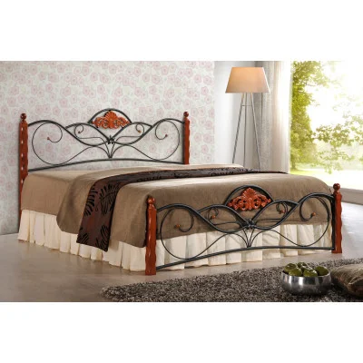 Bed VALENTINA 160, CHERRY ANTIQUE / BLACK