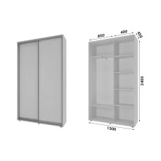 Sliding wardrobe 2 doors chipboard Classic-1130x240x45 color White wood