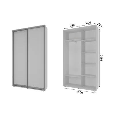 Sliding wardrobe 2 doors chipboard Classic-1130x240x45 color White wood