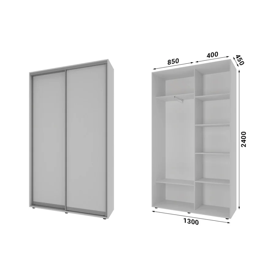 Sliding wardrobe 2 doors chipboard Classic-1130x240x45 color White wood order