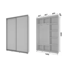 Wardrobe-compartment 2 doors chipboard Classic-1160х240х45 color White wood