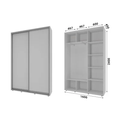 Wardrobe-compartment 2 doors chipboard Classic-1160х240х45 color White wood