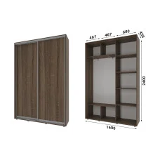 Sliding wardrobe 2 doors Chipboard Classic-1160x240x45 color Sonoma Oak truffle