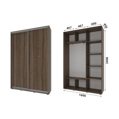 Sliding wardrobe 2 doors Chipboard Classic-1160x240x45 color Sonoma Oak truffle