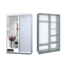 Sliding wardrobe 2 doors Chipboard/Mirror Classic-1100x200x45 color White wood