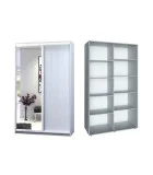 Sliding wardrobe 2 doors Chipboard/Mirror Classic-1100x200x45 color White wood order