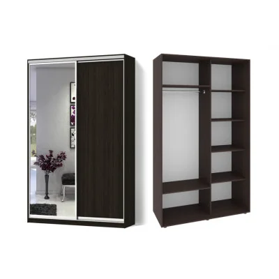 Sliding wardrobe 2 doors Chipboard/Mirror Classic-1100x200x45 color Wenge magic