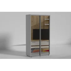 Sliding wardrobe 2 doors Mirror Classic-4 150x230x45 color White wood