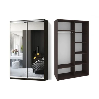 Sliding wardrobe 2 doors Mirror/Mirror Classic-1100x200x45 color Wenge magic