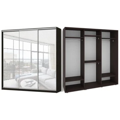 Sliding wardrobe 3 doors Sandblasting/Sandblasting/Sandblasting drawing 63 Classic-2 210x200x45