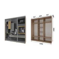 Sliding wardrobe 3 doors Mirror Classic-1220x240x60 color Sonoma Oak