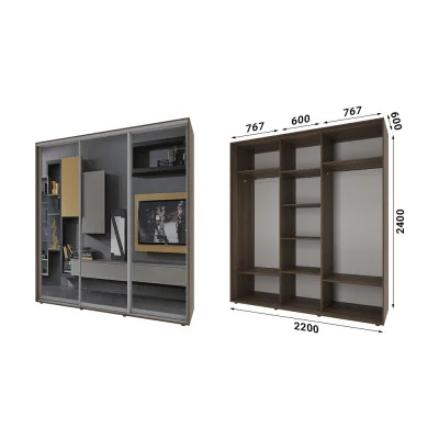 Sliding wardrobe 3 doors Mirror Classic-1220x240x60 color Sonoma Oak truffle