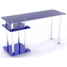 Tempered glass computer desk P-5, blue