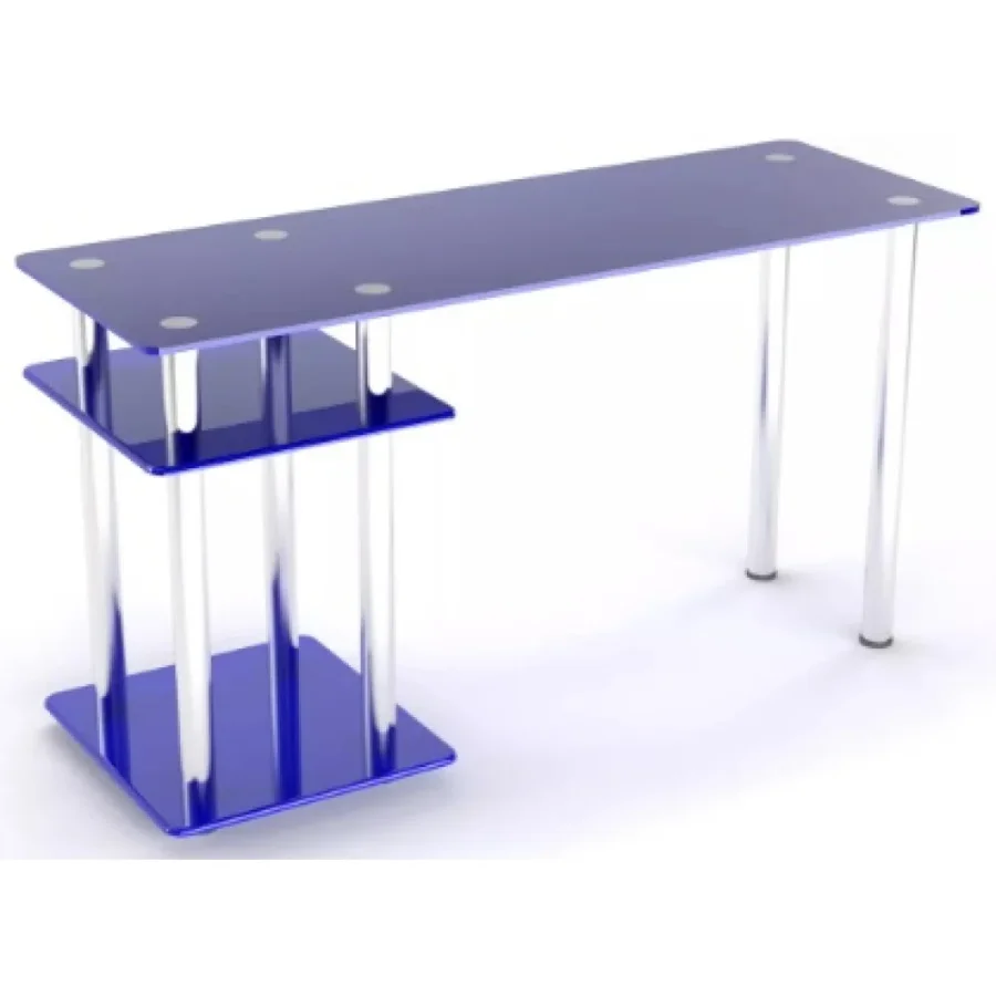 Tempered glass computer desk P-5, blue order