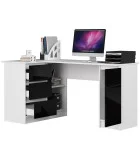 Computer desk corner B20 LEFT White, Black Gloss 155x85x77 cm order