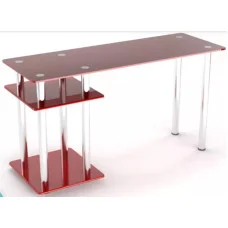 Tempered glass computer desk P-5, red