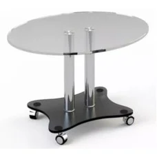 Glass coffee table JTO-001 with tempered glass on wheels