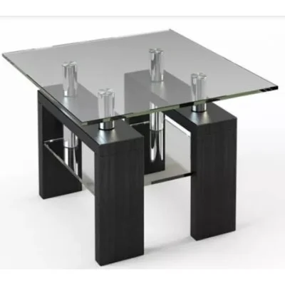 Glass coffee table JTS-004 with tempered glass and laminated chipboard legs